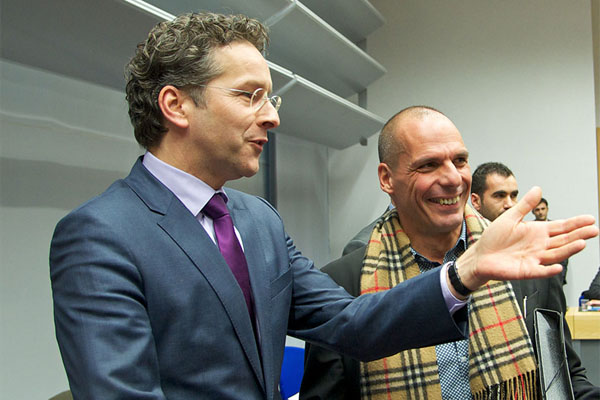 (Jeroen Dijsselbloem, presidente del Eurogrupo, y Yanis Varoufakis, ministro de Finanzas de Grecia. Foto: Consejo Europeo – Consejo de la UE)